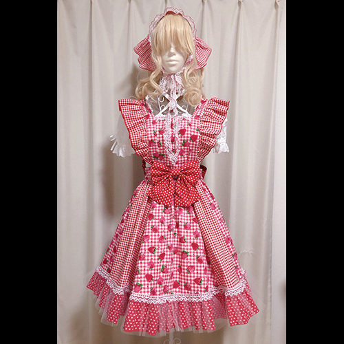 ワガママいちご娘エプロンスカート赤