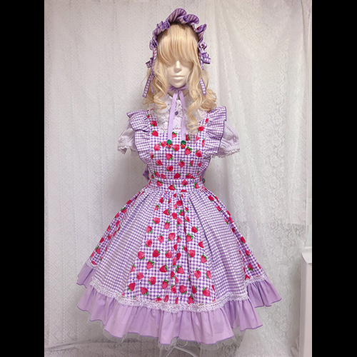 ワガママいちご娘エプロンスカートラベンダー